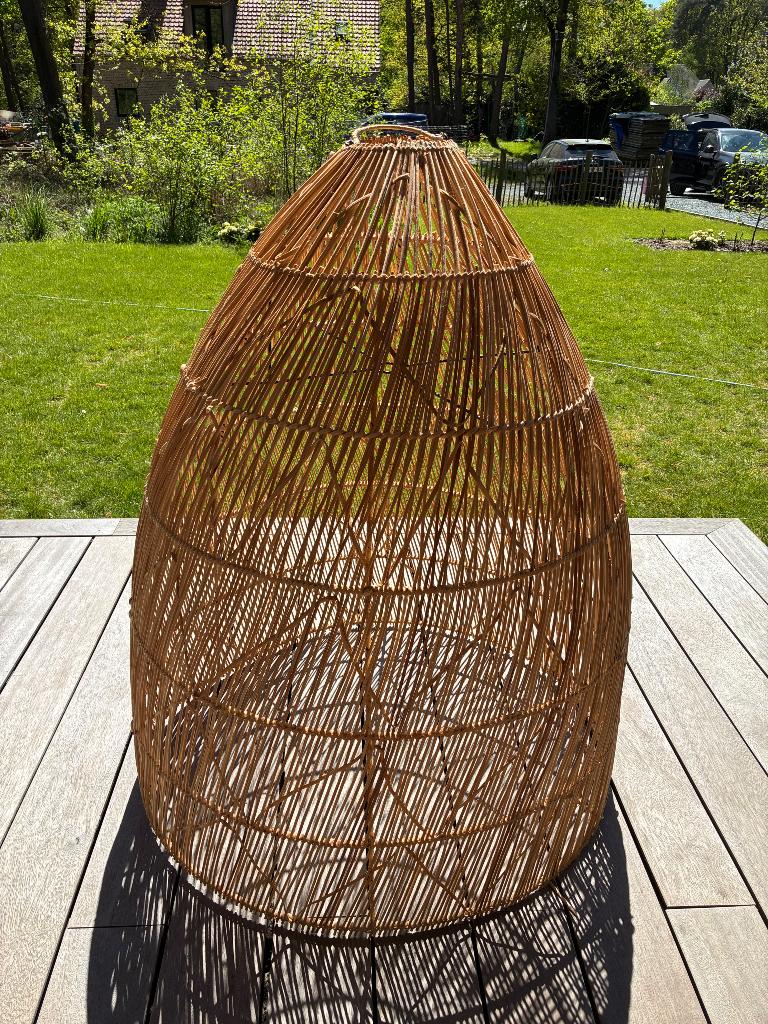 Rotan lampenkap groot, Ophalen, Zo goed als nieuw, Rond, 50 cm of meer