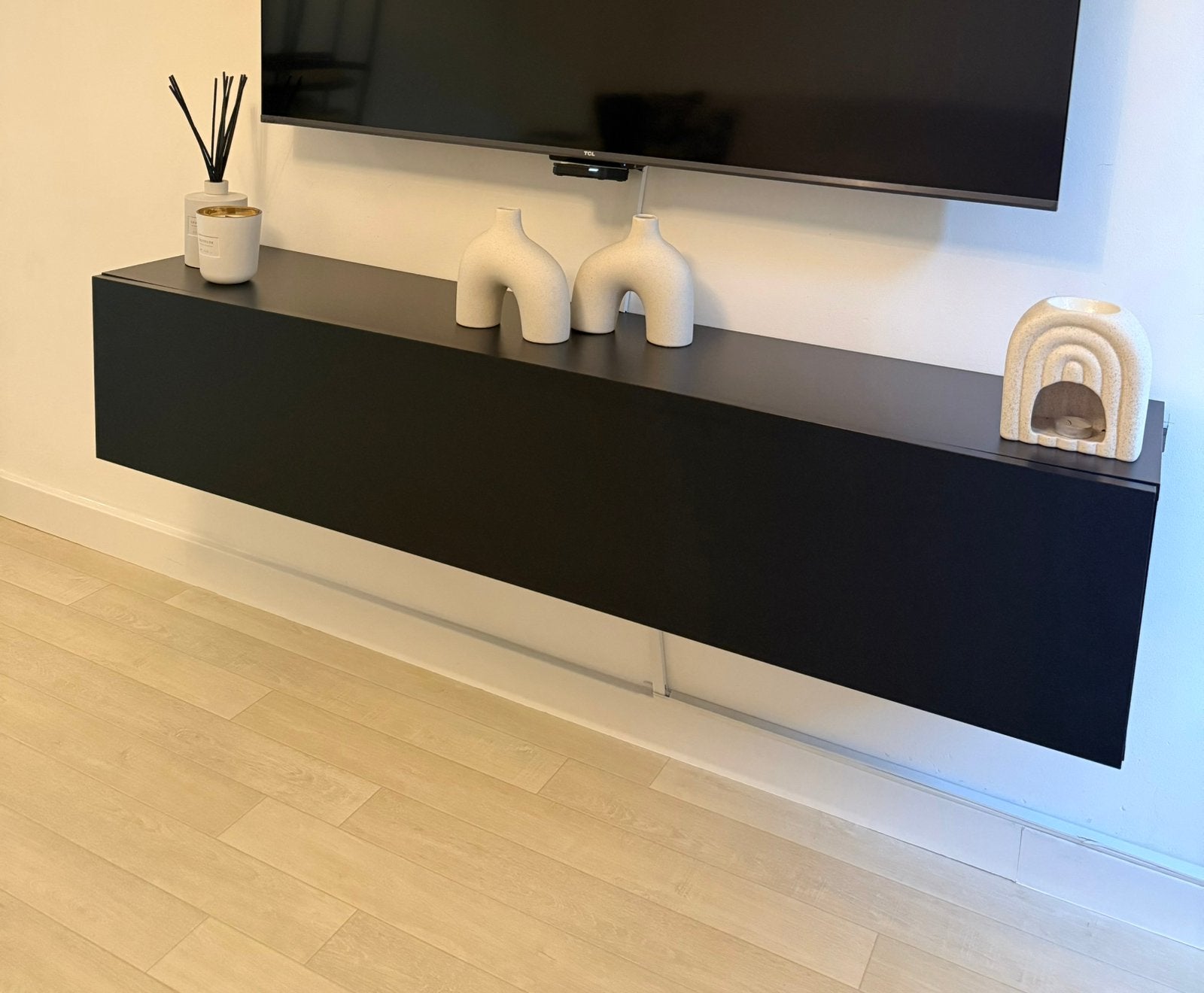 Meuble TV DIAMOND - Zwart Mat - 150cm - Meuble TV suspendu, Maison & Meubles, Enlèvement