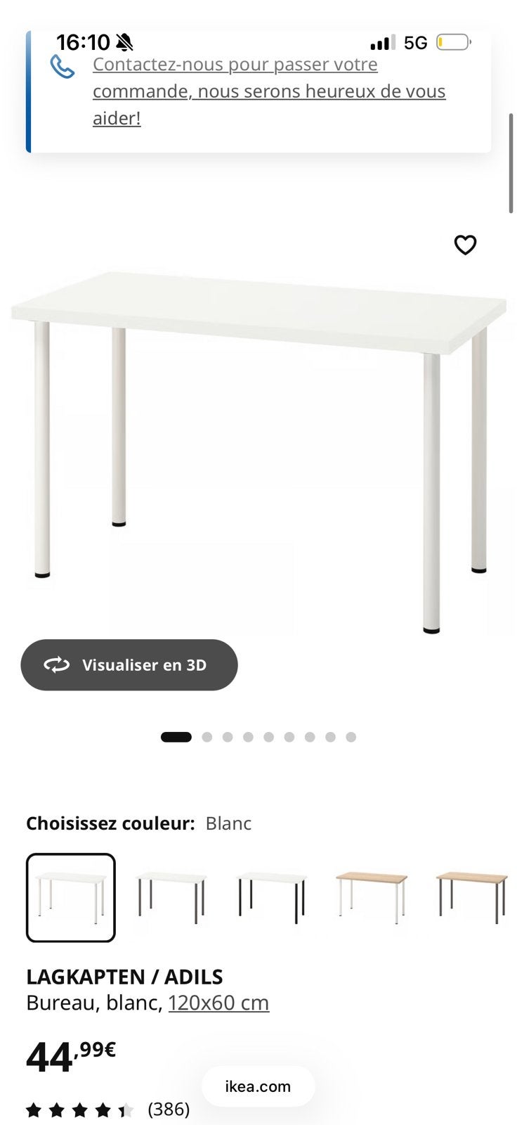 Table de bureau, Ophalen