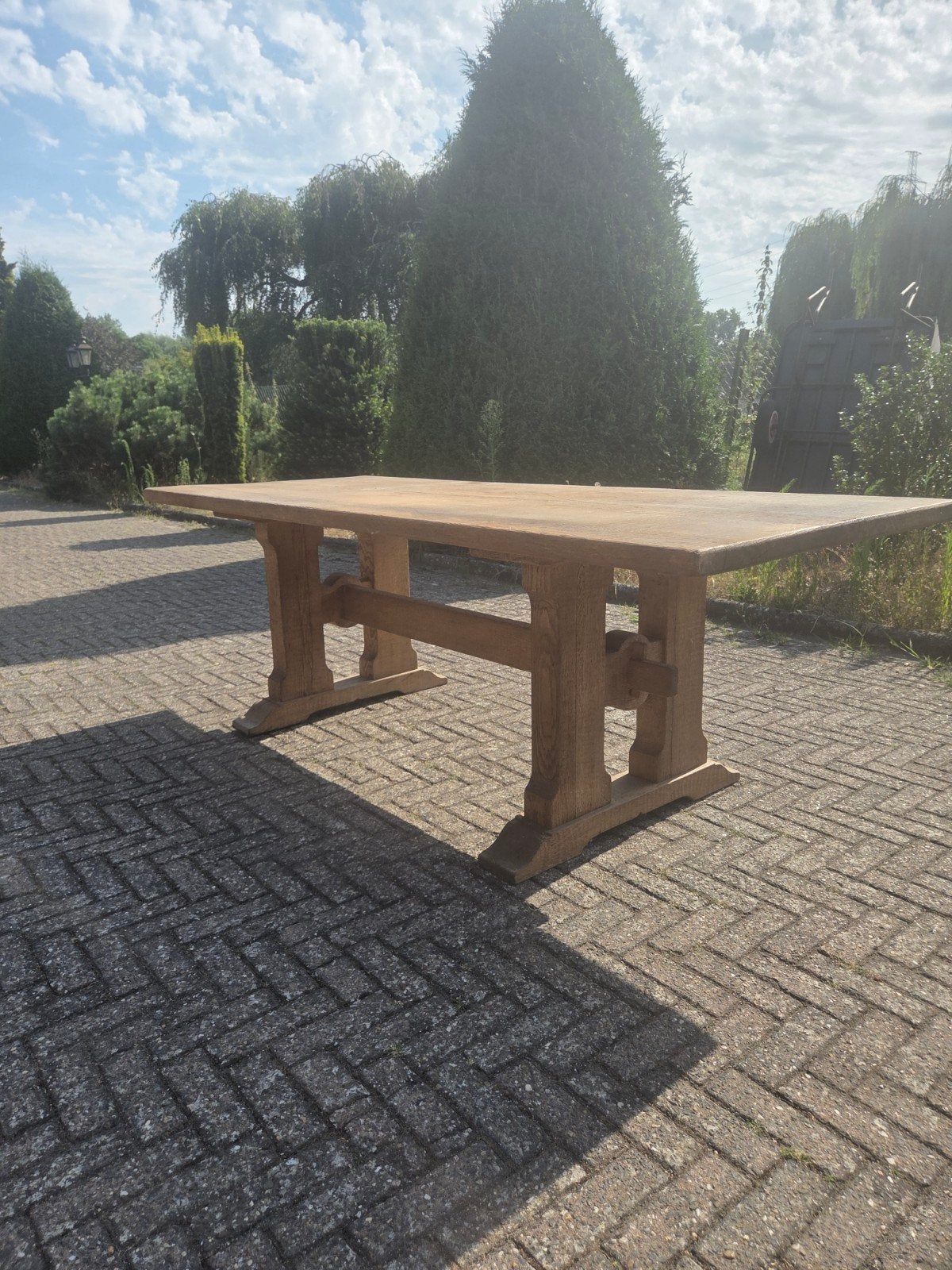 eiken tafel, Huis en Inrichting, Ophalen, Gebruikt, Eikenhout, 200 cm of meer