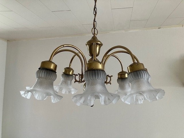 Lustre classique à 8 points lumineux, Klassiek, Verre, Enlèvement, Utilisé
