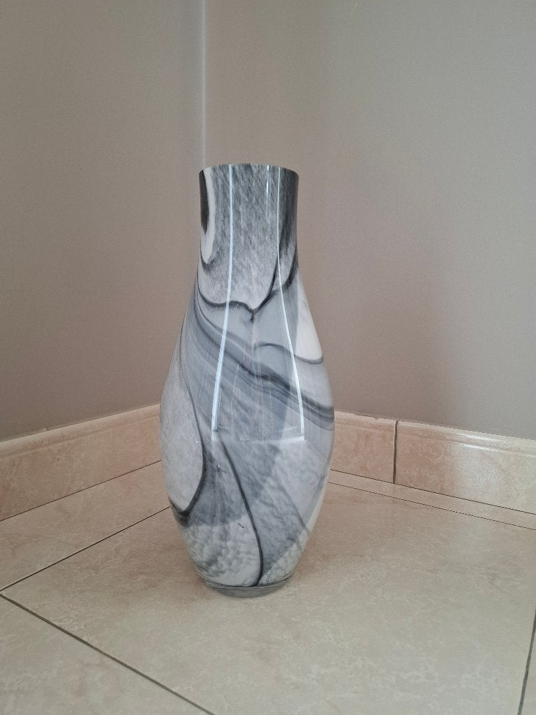 Lifestyle Home Collection Vaas – Marmer / Swirl – 40 cm, Ophalen, Grijs, Glas
