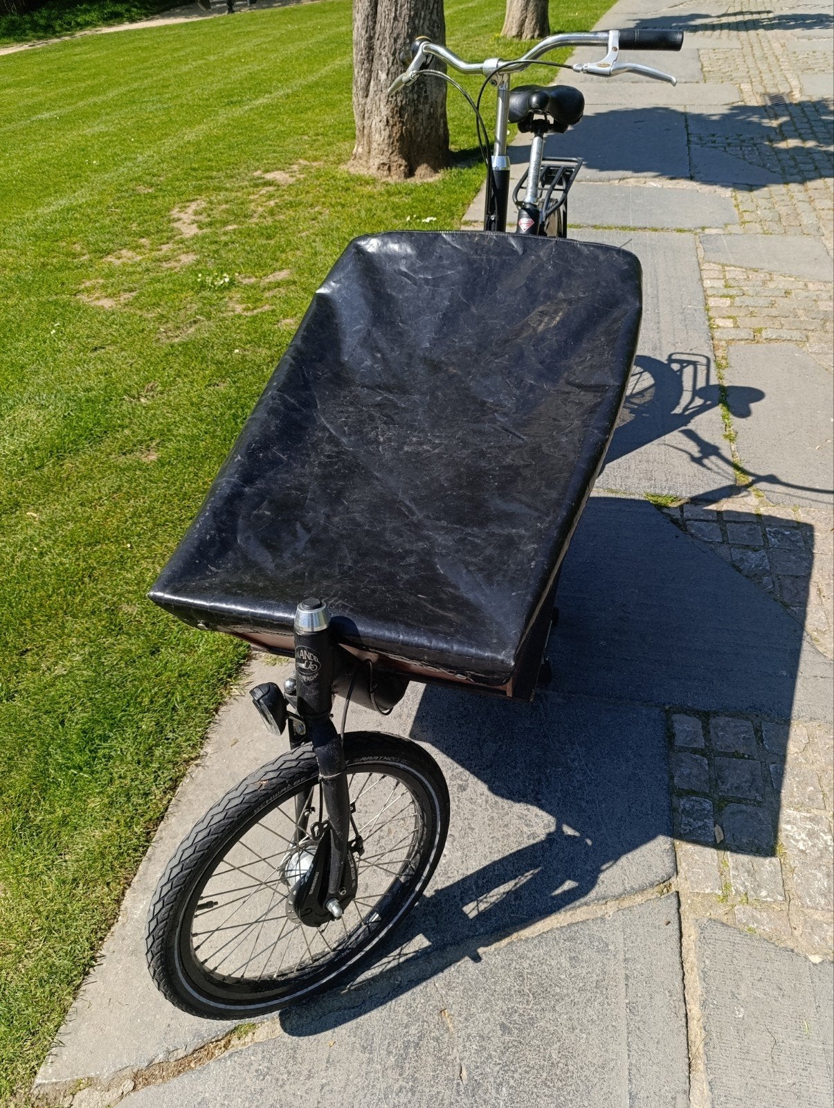Bakfiets bakfiets met lange bakfiets, Fietsen en Brommers, Gebruikt, Huif, 2 kinderen, Trommelrem