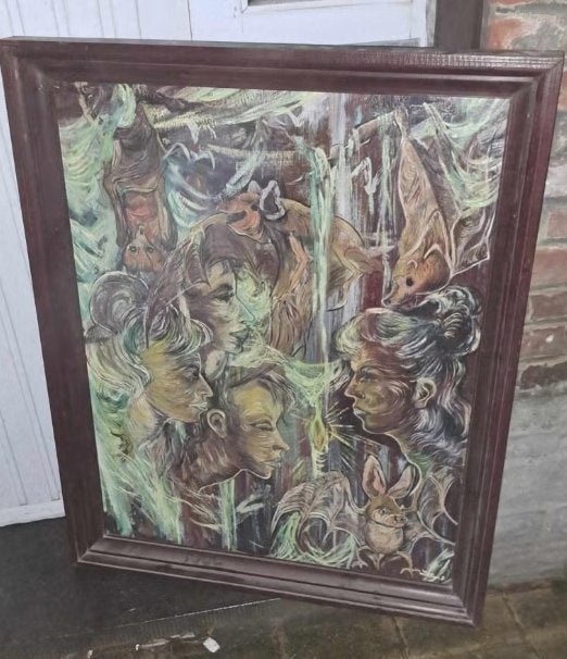 Huile sur panneau signe solange latteur, Enlèvement, Panneau