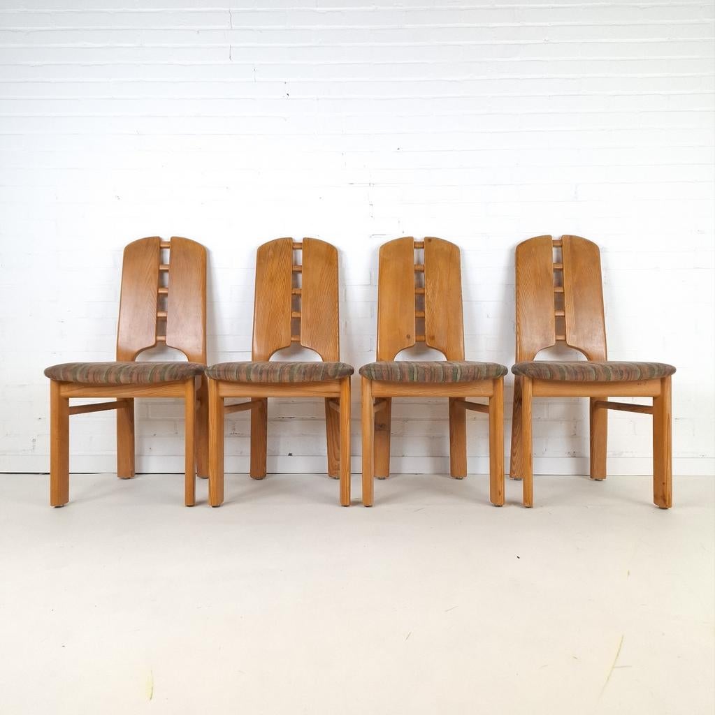 4x vintage Lübke stoelen brutalist jaren 70 mid century, Ophalen, Stof