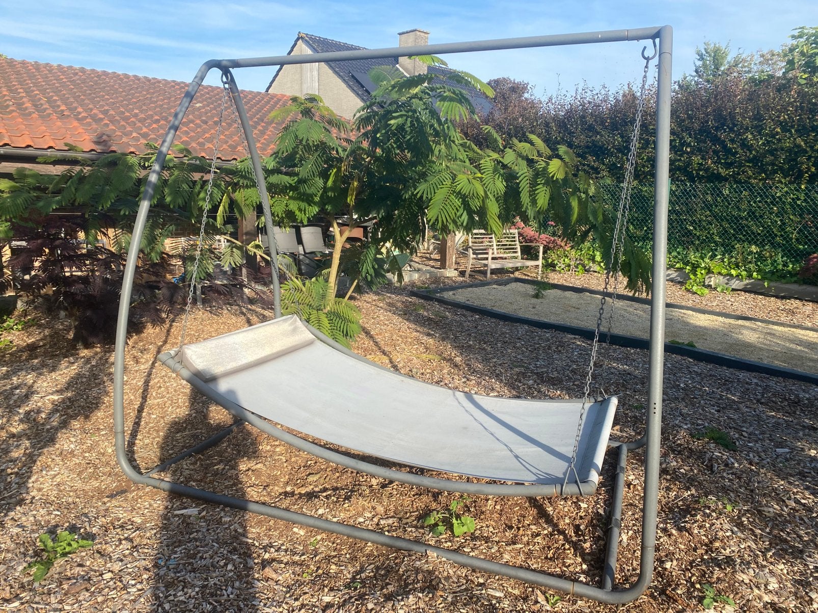 Lit balançoire pour 2 personnes - hamac, Jardin & Terrasse, Avec support, Enlèvement, Utilisé, Multi-personne