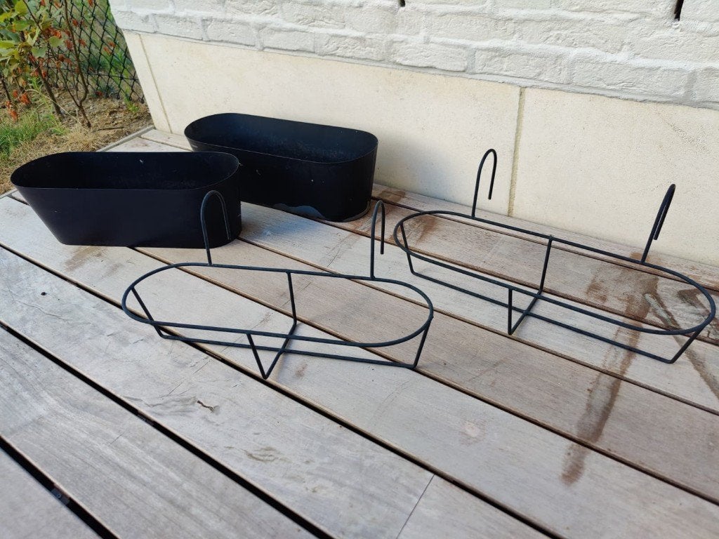 Lot de 2 boîtes de balcon en métal, Enlèvement, Utilisé, Métal, Balcon