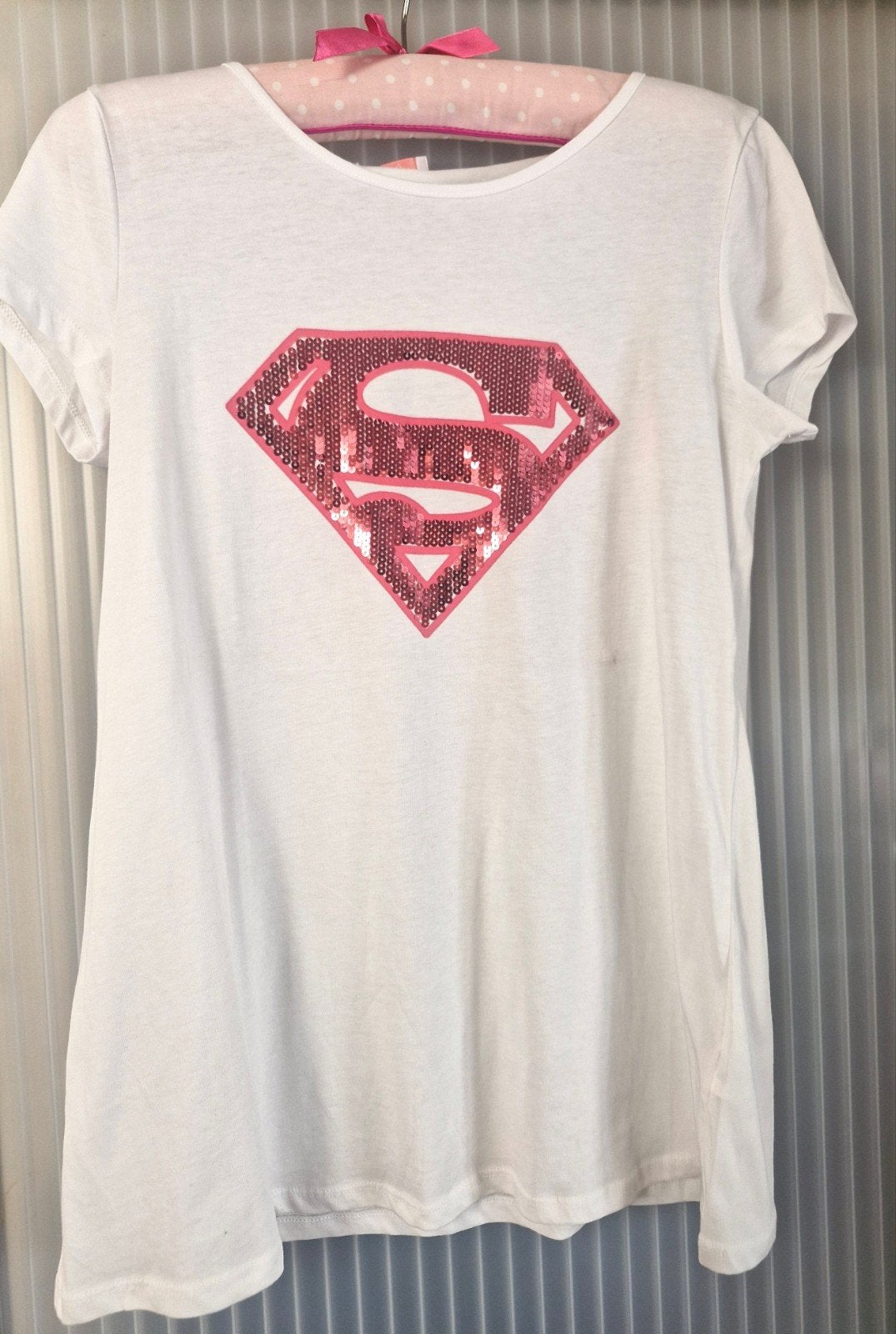 🩷 Zwangerschap Tshirt Supergirl, Maat 38/40 (M), Wit, Nieuw, LC Waikiki