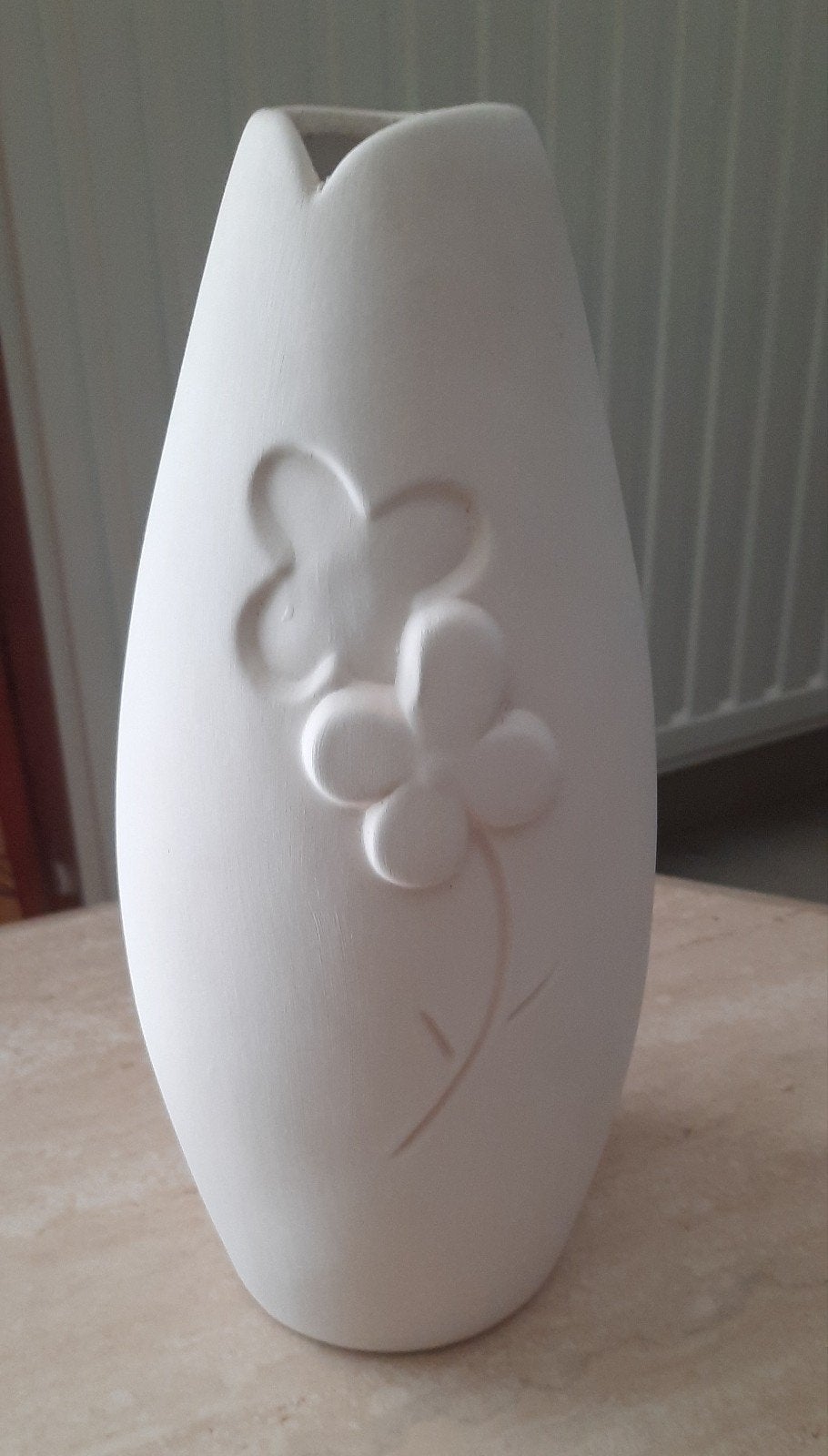 Vase blanc moderne en céramique ht 27 cm, 27 cm, Comme neuf, Pierre/céramique, Blanc