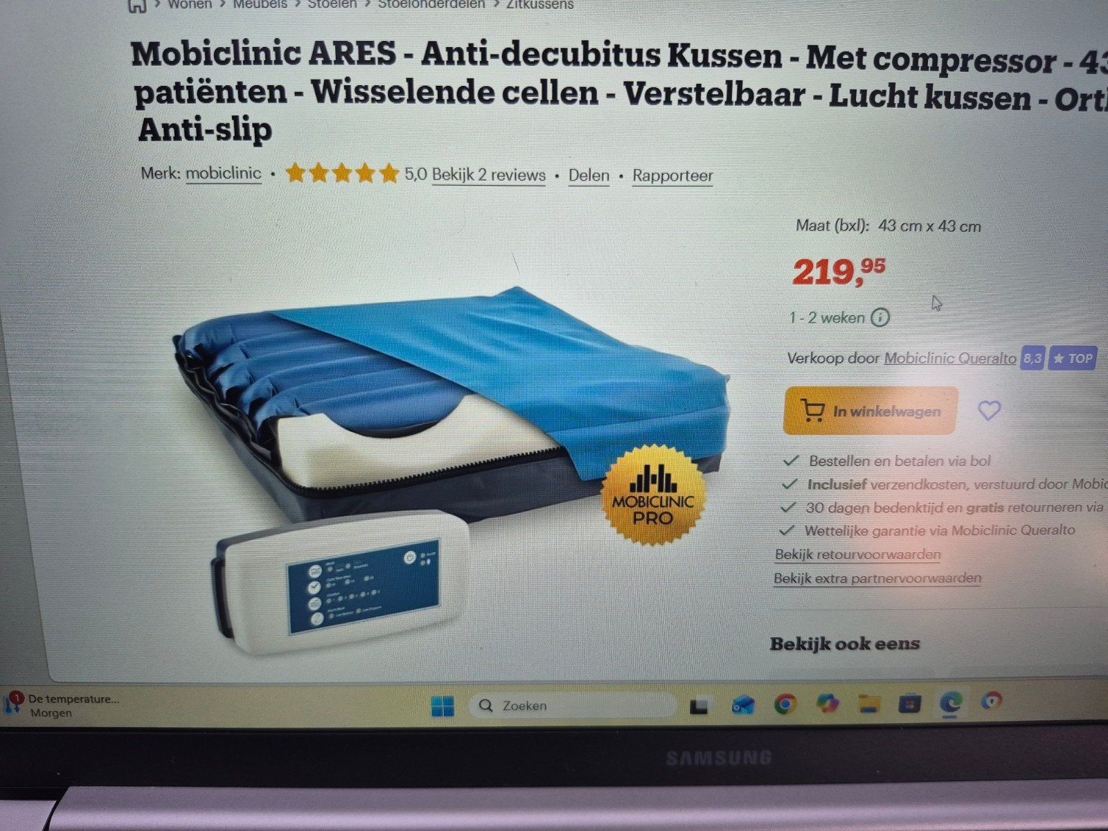 Anti- decubitus kussen, Ophalen