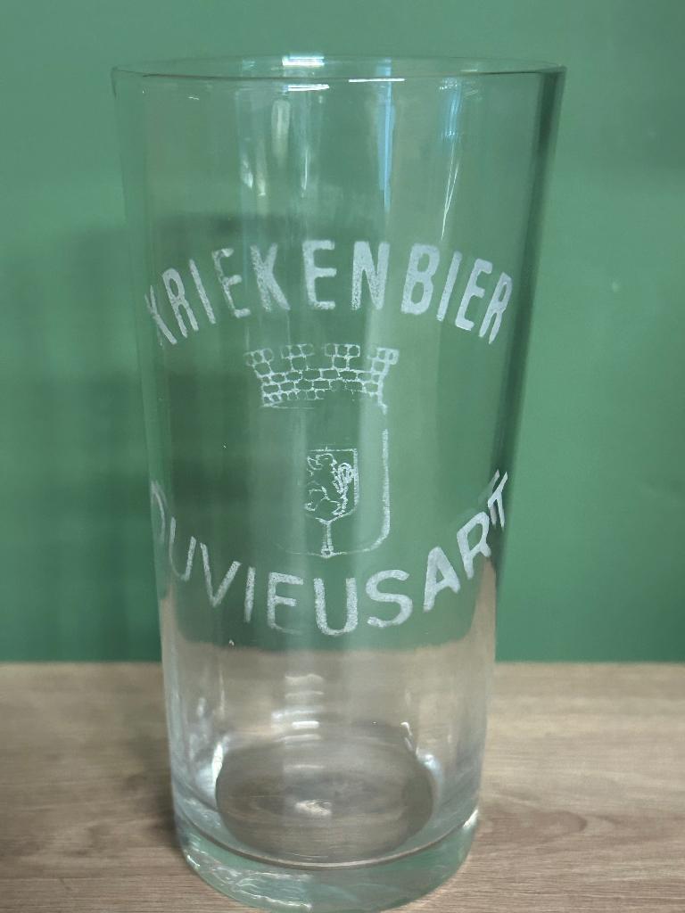 Verre ancien à l’acide Kriekenbier Duvieusart, Collections, Marques de bière, Enlèvement, Utilisé, Verre ou Verres