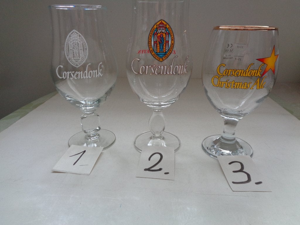 Corsendonck bierglazen 3 verschillende, Enlèvement ou Envoi, Comme neuf, Verre ou Verres, Autres marques