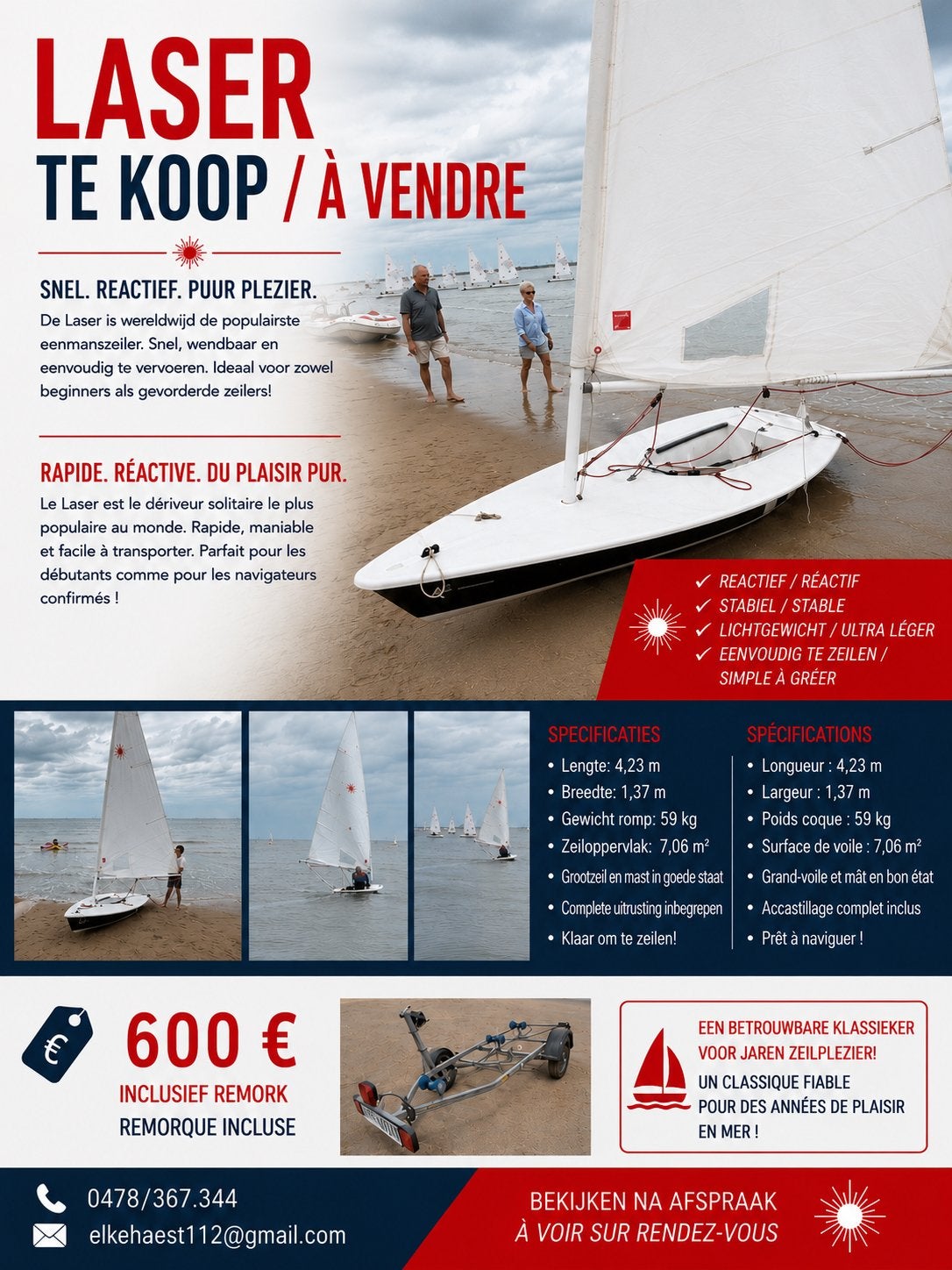 laser met trailer te koop, Enlèvement, Utilisé