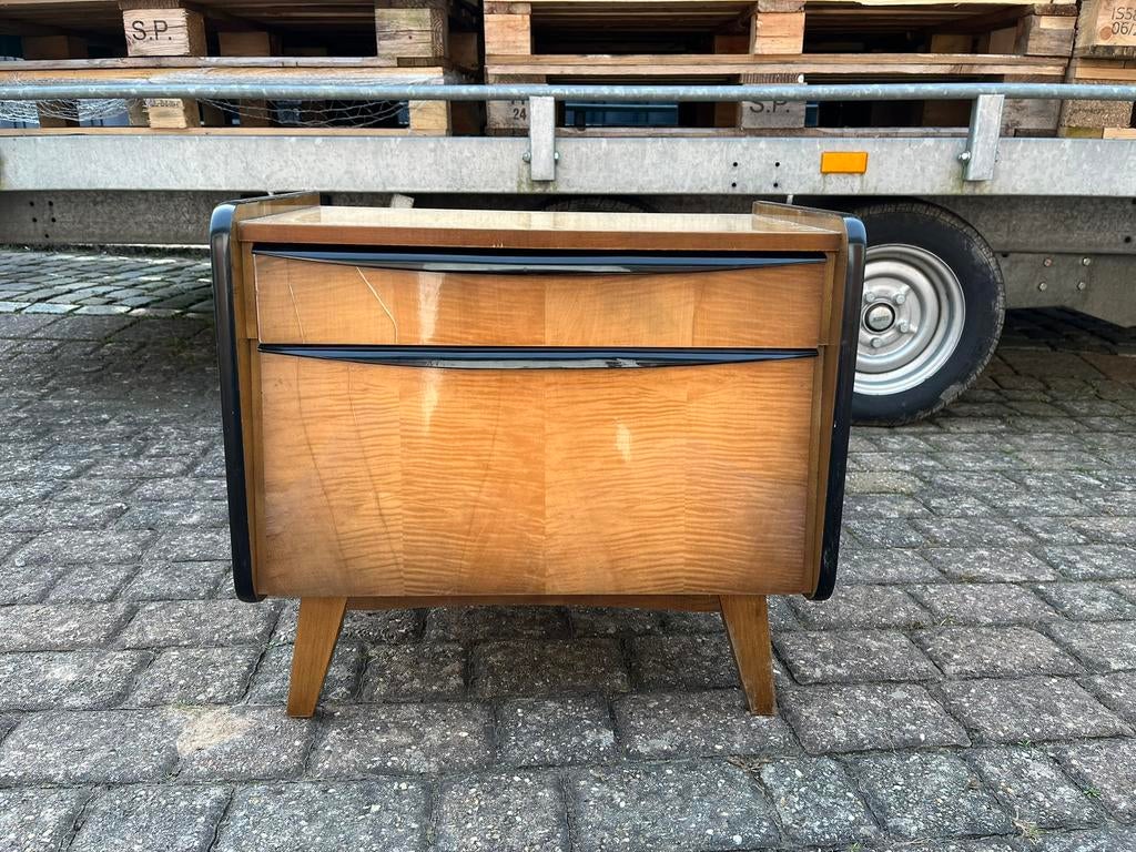 Oude houten ladekast uit de jaren 60 vintage, Antiek en Kunst, Ophalen