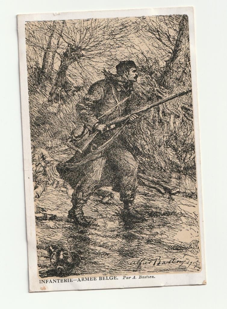 Armée Belge Bastien infanterie, Collections, Envoi, Avant 1920, Non affranchie, Politique et Histoire