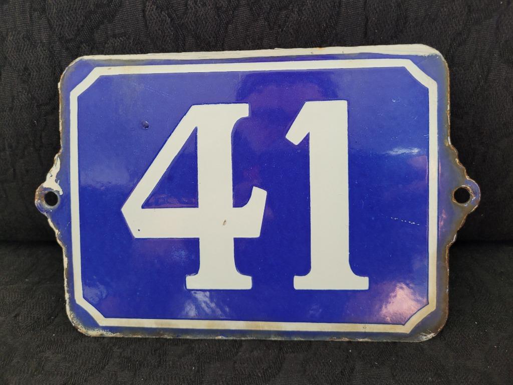 oud emaille huisnummer 41, Ophalen of Verzenden