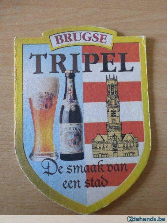 3 oude bierkaartjes brugse tripel    de gouden boom, Enlèvement ou Envoi, Utilisé