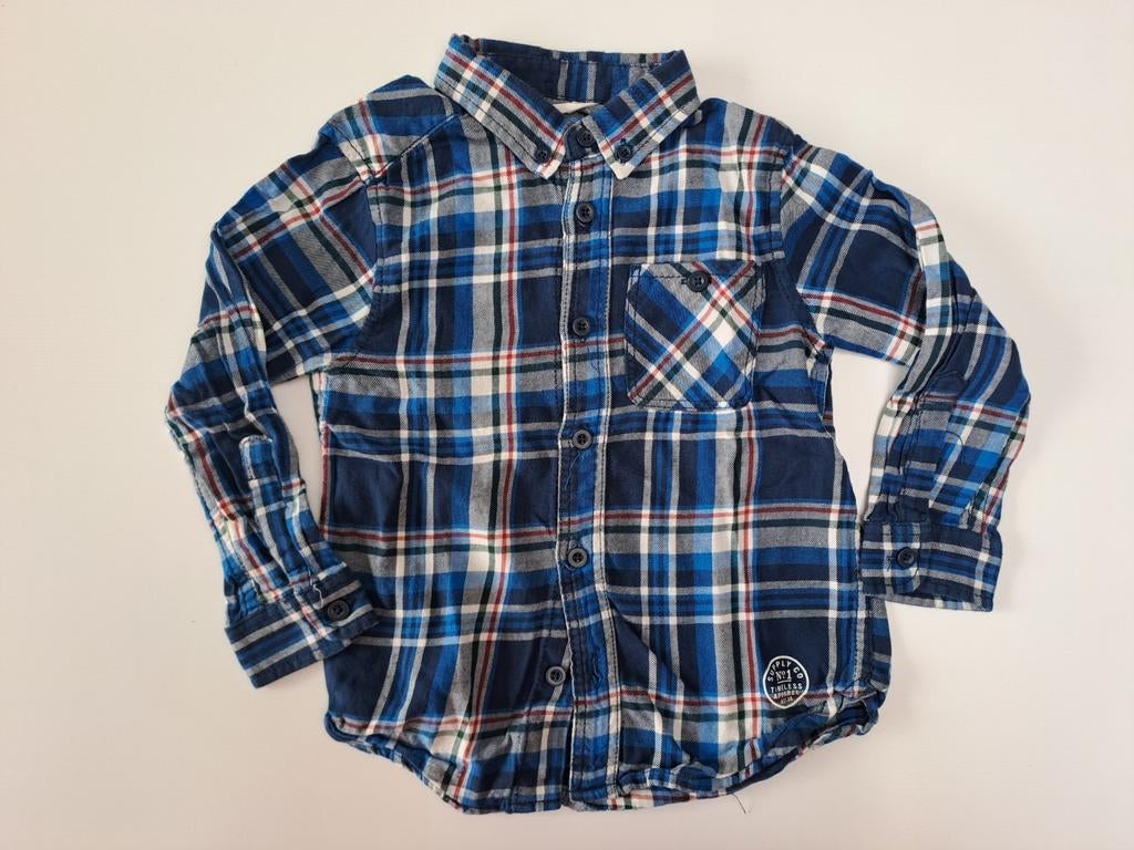 Mt 104 Blauw, wit, rood geruit hemd, Kinderen en Baby's, Kinderkleding | Maat 104, Gebruikt, H&M, Overhemd of Blouse, Ophalen of Verzenden