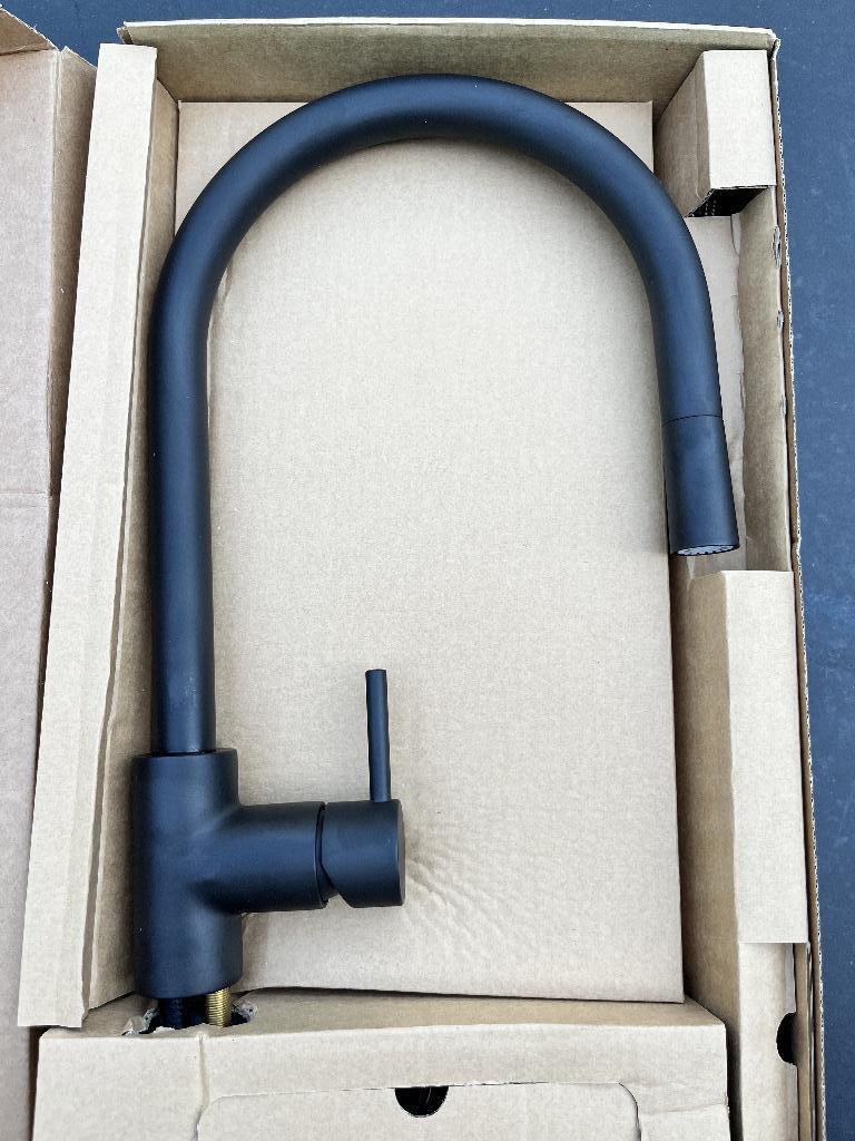 Hotbath Fellow zwart keukenmengkraan draaibaar + uittrekbaar, Doe-het-zelf en Bouw, Ophalen of Verzenden, Nieuw, Kraan
