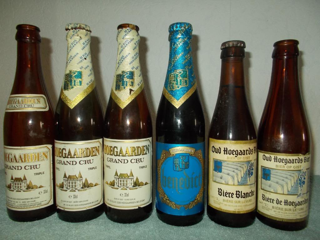 6 Flessen Hoegaarden-Benedict-Oud Hoegaards bier-vol en lg, Verzamelen, Verzenden, Gebruikt, Flesje(s), Stella Artois