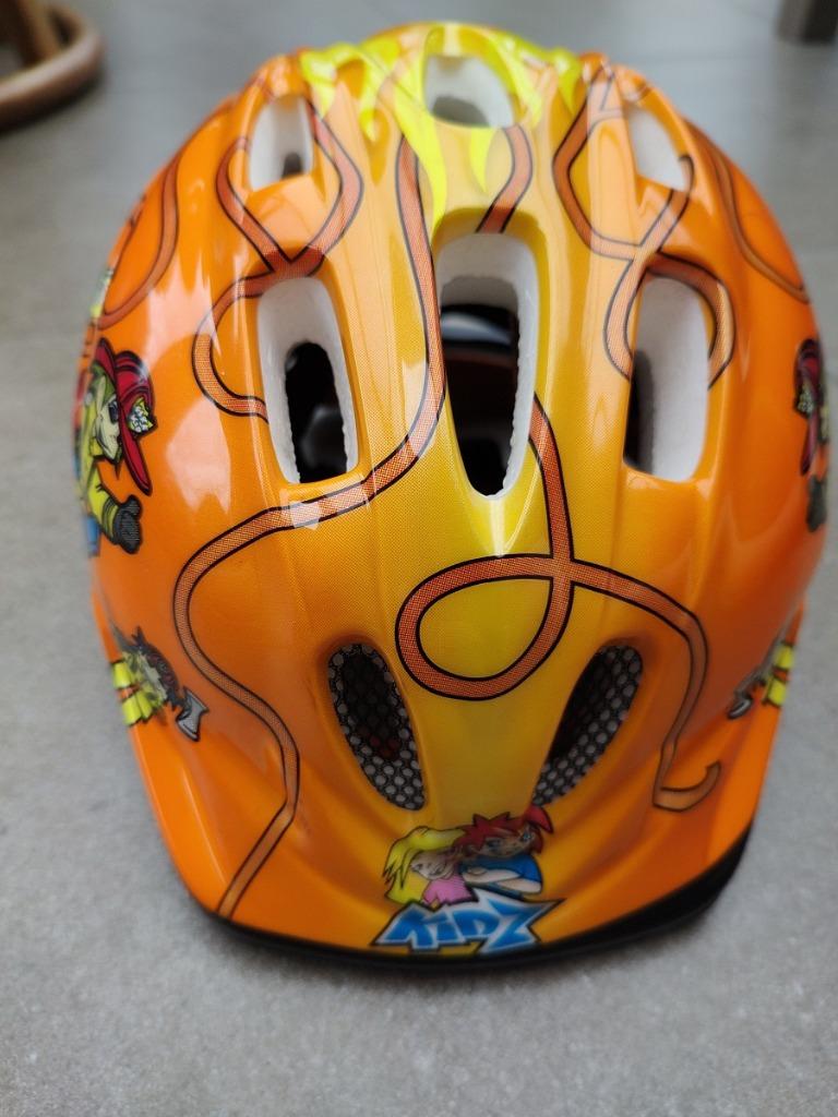 Mooie oranje/gele fietshelm brandweer, kleutermaat S/M, Enlèvement ou Envoi, Utilisé, S, Garçon ou Fille