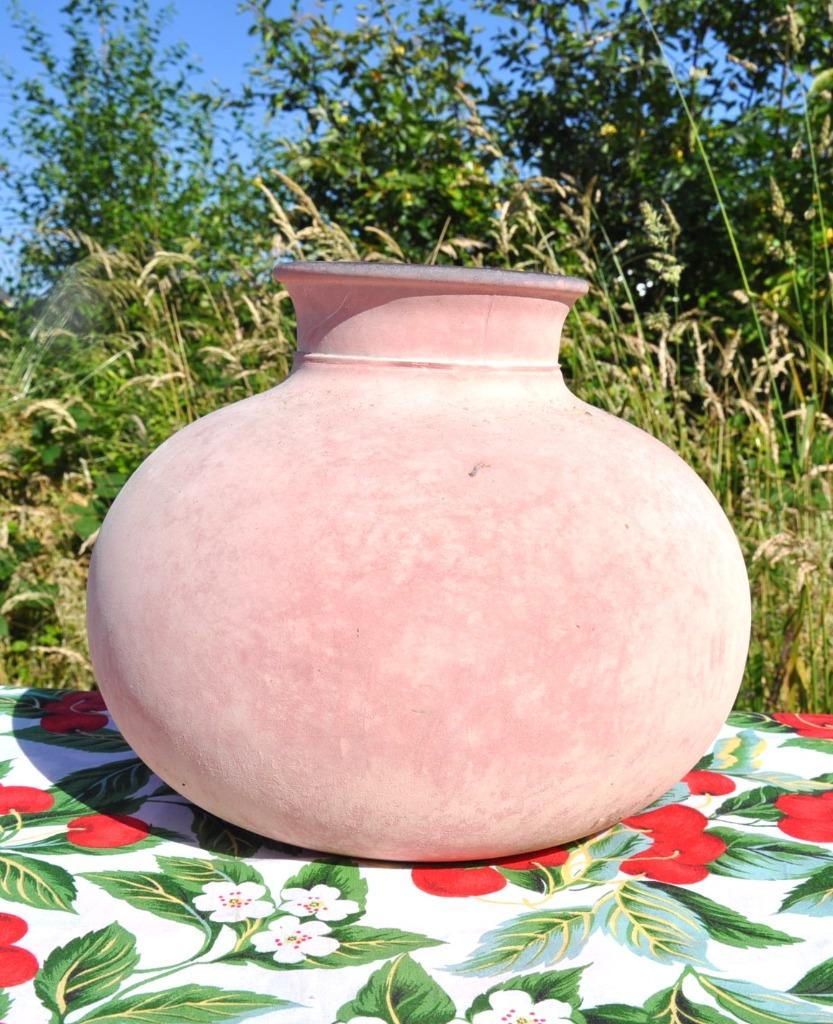 vase boule decoratif  rose sablé, Enlèvement ou Envoi, Utilisé, Autres couleurs, Verre