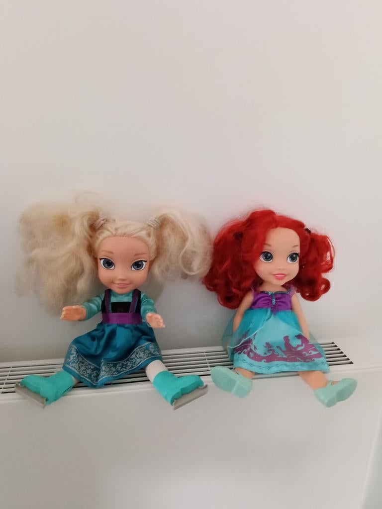 Set van 2 Originele Disney Prinsessen Poppen (Ariel & Elsa), Ophalen of Verzenden, Zo goed als nieuw, Pop