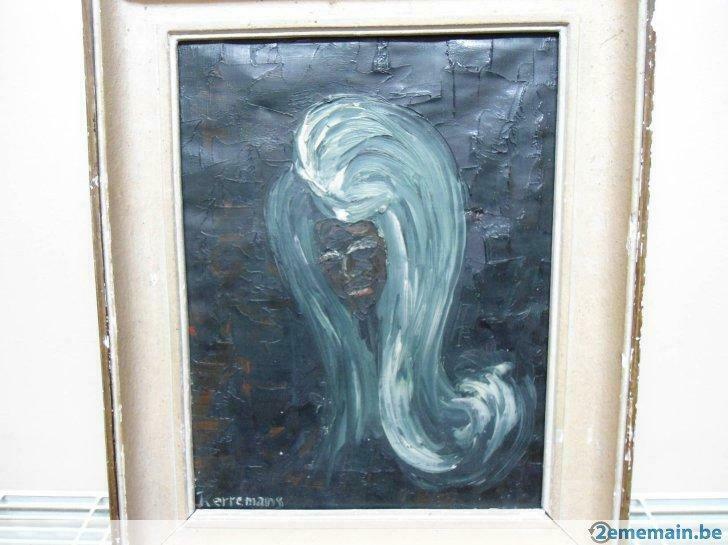 Jolie petite peinture  portrait de femme d'Yvette Kerremans.