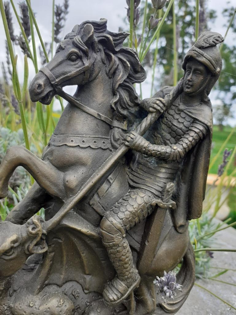 SUPERBE STATUE DE ST GEORGES TERRASSANT LE DRAGON, Antiquités & Art, Antiquités | Bronze & Cuivre, Enlèvement ou Envoi, Bronze