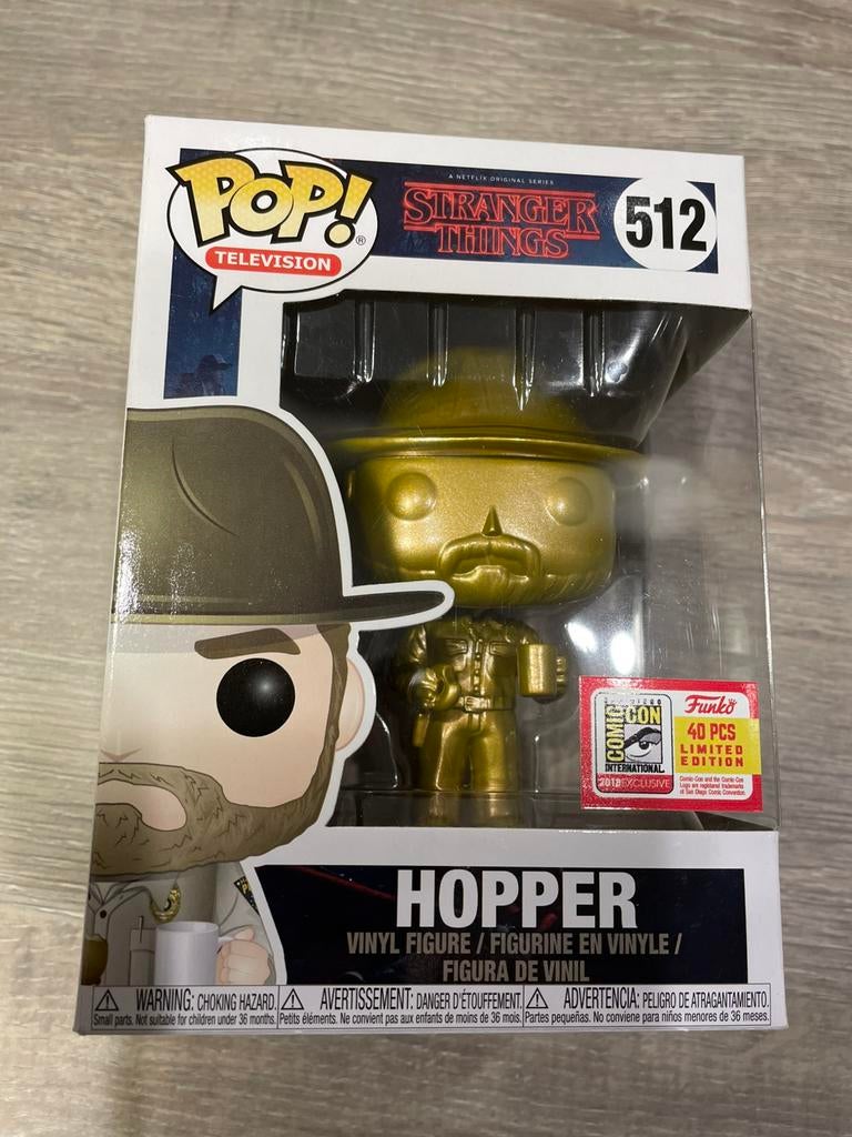 Funko pop Stranger Things Hopper Gold 512, Verzamelen, Ophalen of Verzenden, Zo goed als nieuw