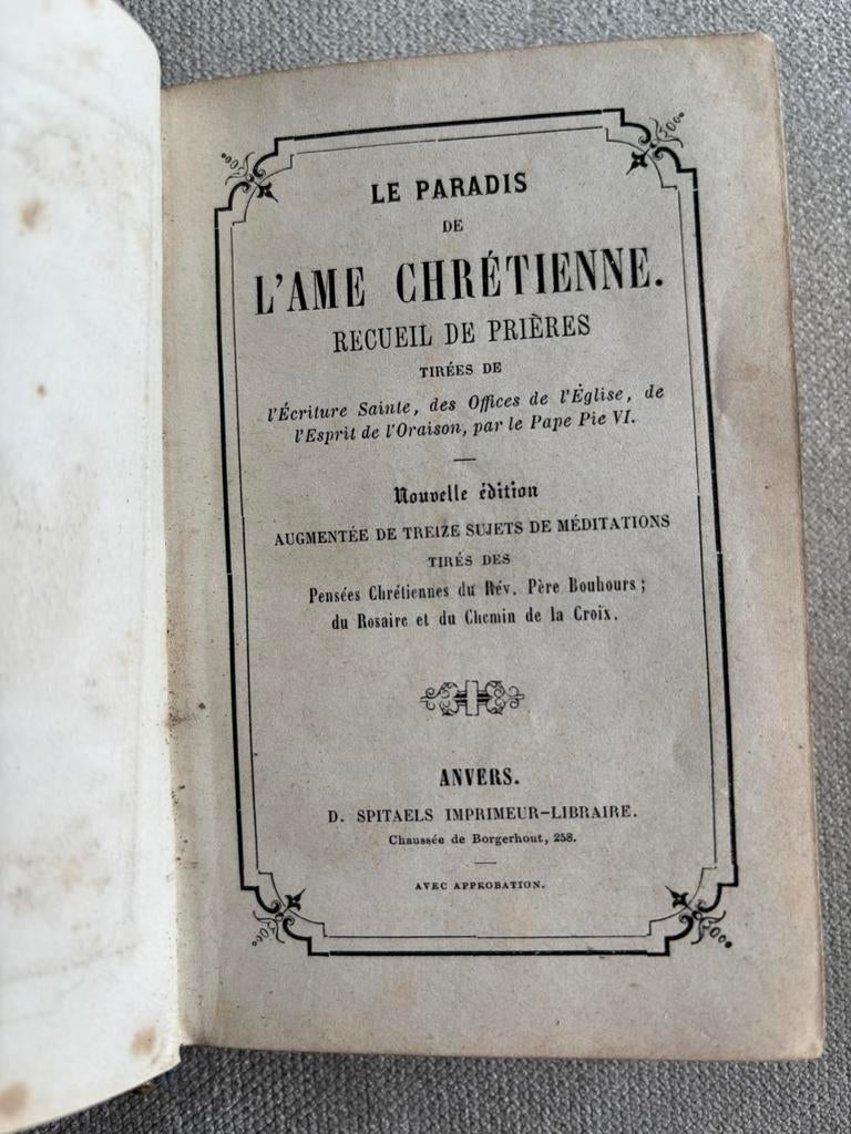 Ancien recueil de prieres 1848, Enlèvement