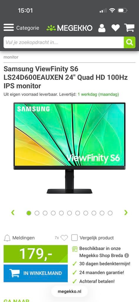 Samsung ViewFinity S6, Computers en Software, Monitoren, In hoogte verstelbaar, HD, Ophalen