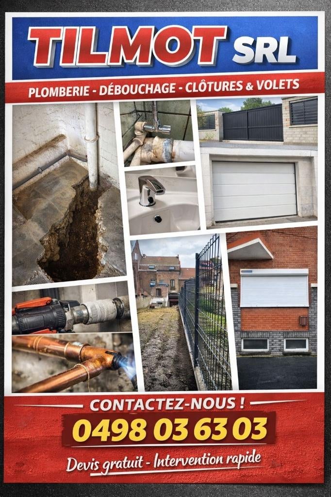 TILMOT SRL – Plomberie & Travaux généraux, Service 24h/24, Réparation