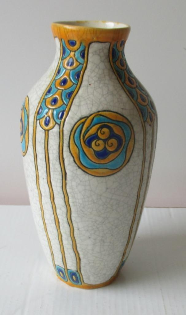 vase art déco Boch Keramis Catteau motif géométrique, Antiquités & Art, Envoi