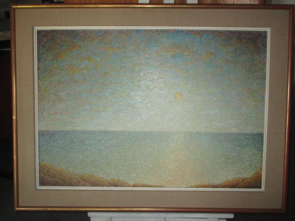 Peinture d'une marine avec soleil, Antiquités & Art, Art | Peinture | Classique, Enlèvement ou Envoi