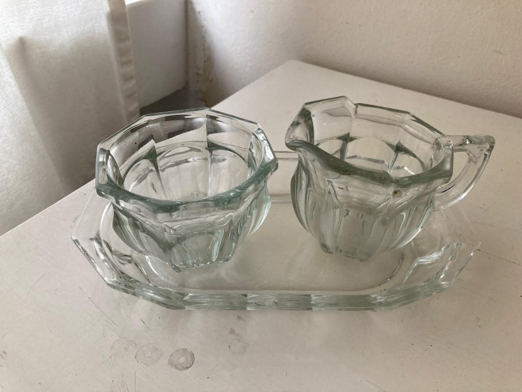 Setje suiker en melkpot, Ophalen, Gebruikt, Overige typen, Glas