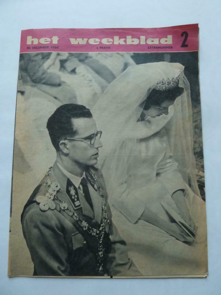Fabiola en Boudewijn, huwelijk, in Het Weekblad, 20 dec 1960, Verzamelen, Koningshuis en Royalty, Ophalen of Verzenden, Gebruikt