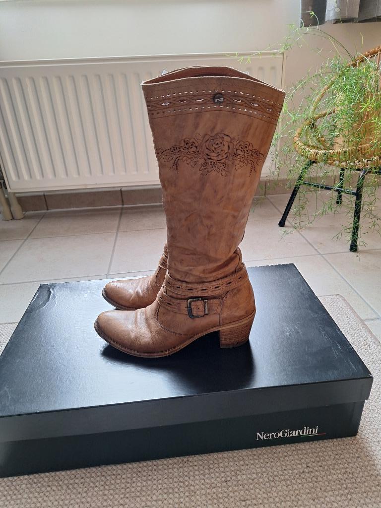 NeroGiardini cognac kreukleder laars (maat 36), Enlèvement ou Envoi, Brun, Nero giardini, Porté