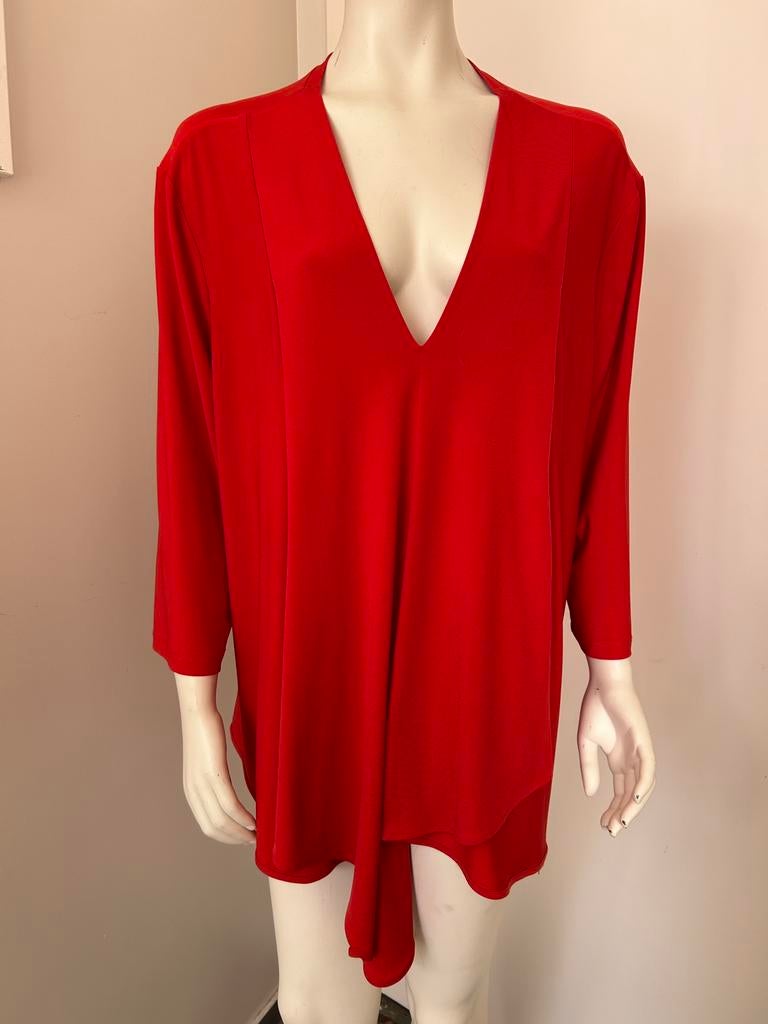 Joseph Ribkoff blouse col V rouge Taille 50, Enlèvement ou Envoi, Comme neuf, Rouge