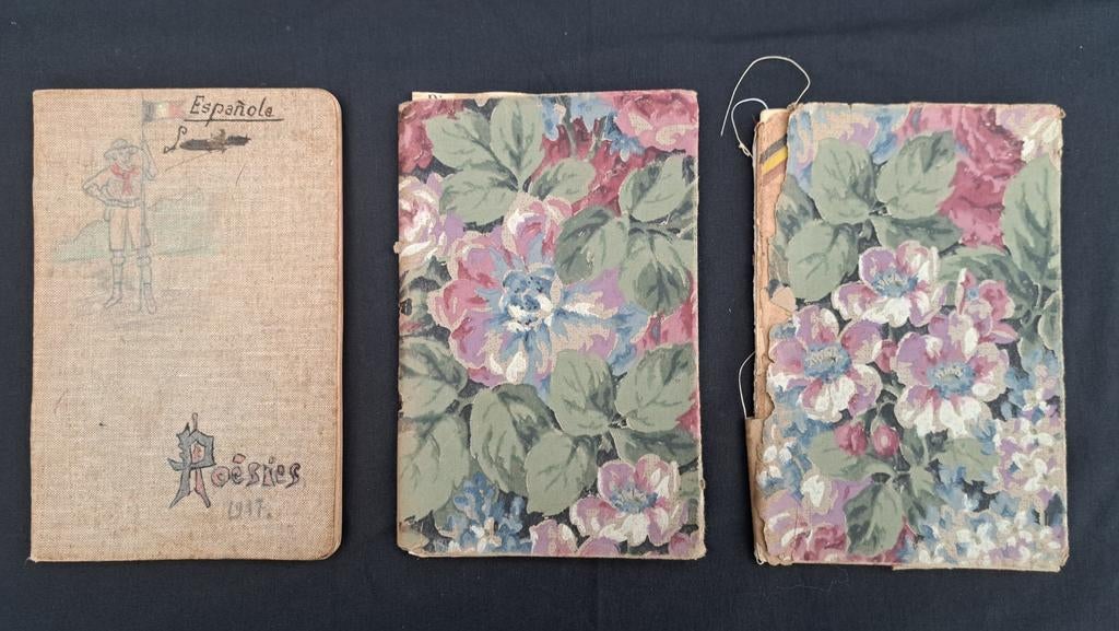 Set van 3 poëzienotitieboekjes van 1917 tot 1919 met tekenin, Verzamelen, Poëzieplaatjes