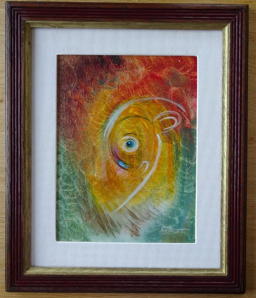 Lode Herreman, Biologische sprongen'98, paneel, 33 x 26 cm, Antiek en Kunst, Kunst | Schilderijen | Modern, Ophalen of Verzenden