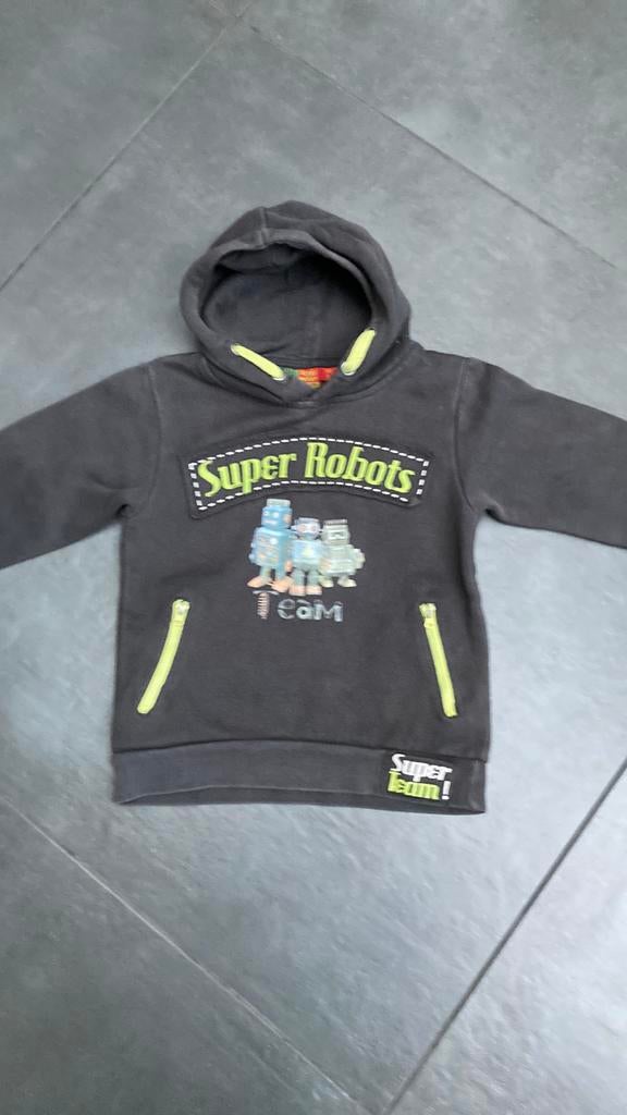 Nr 51: Donker grijze Hoodie met Robots maat 110, Gebruikt, Knot so bad, Trui of Vest, Ophalen of Verzenden