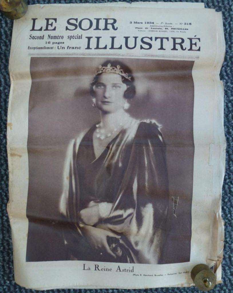 oude krant Le Soir Illustré 3 mars 1934 La Reine Astrid, Ophalen of Verzenden, Gebruikt, Overige typen