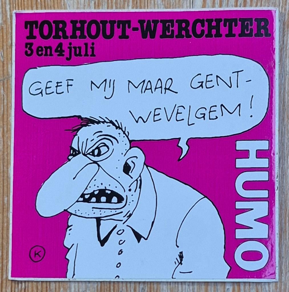 Torhout Werchter sticker 1982 Kamagurka Humo Bert, Verzamelen, Ophalen of Verzenden, Overige figuren, Zo goed als nieuw, Plaatje, Poster of Sticker