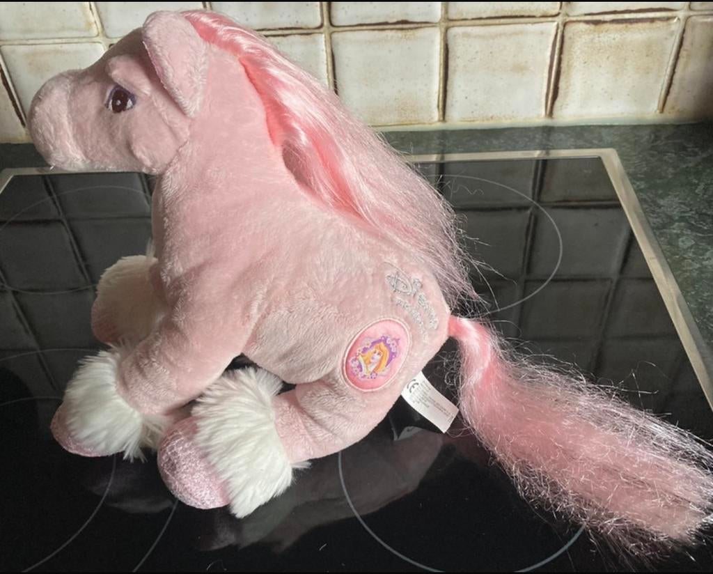 Licht roze Prinsessen paard met bolletjes binnenin., Kinderen en Baby's, Speelgoed | Knuffels en Pluche, Ophalen of Verzenden