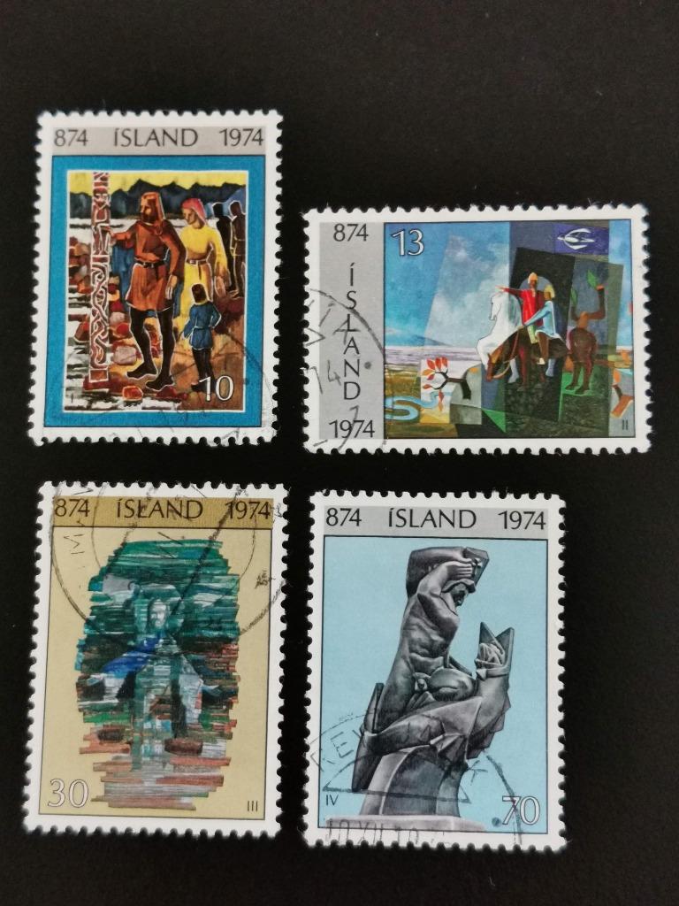 Ijsland 1974 - 1100 jaar mensen in IJsland - kunst, Ophalen of Verzenden, IJsland, Gestempeld