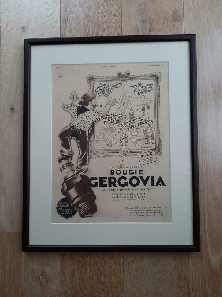 Publicité joliment encadrée BOUGIE GERGOVIA dans un cadre ma, Enlèvement, Comme neuf, Moins de 50 cm, Photo ou Poster