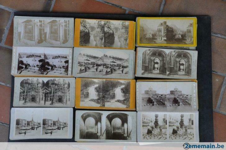 stereoscopische reliëfkaarten Lourdes Jeruzalem Rome Venise, Ophalen of Verzenden, Voor 1920, Buiten Europa
