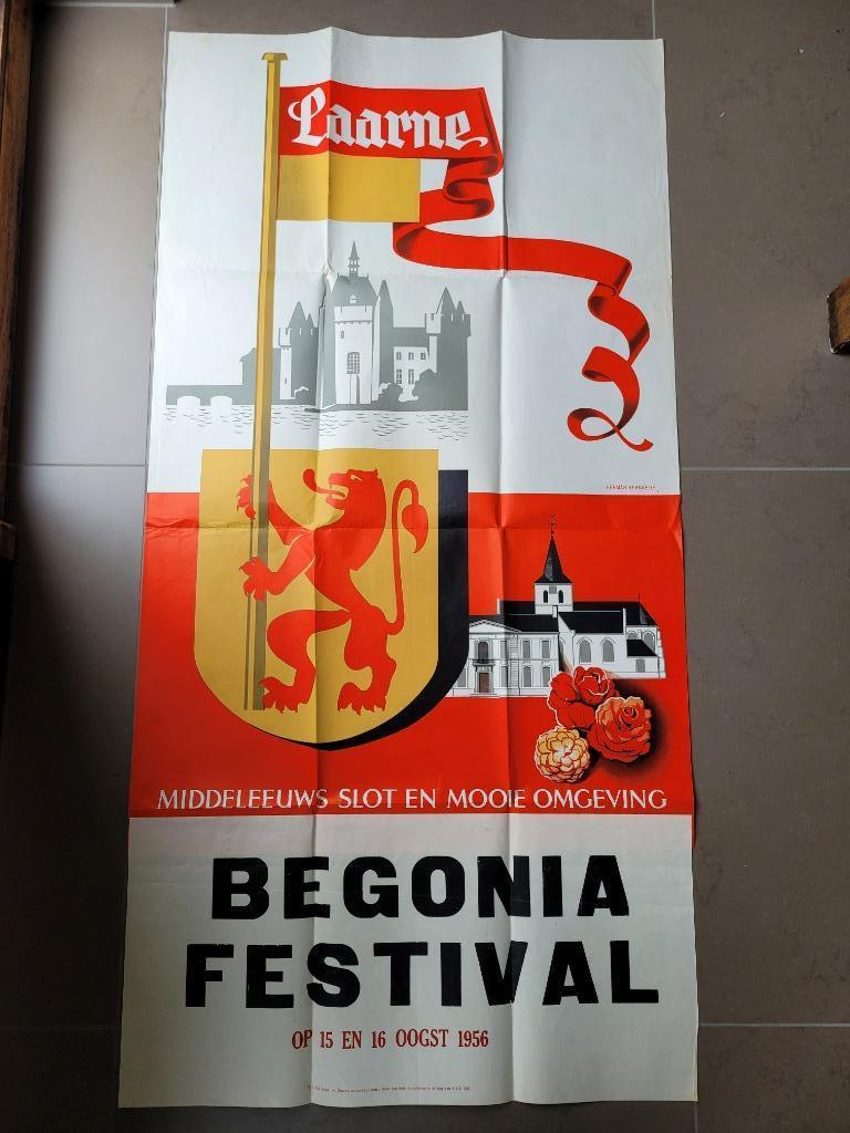 Affiche Begonia Festival Laarne-Herman Verbaere-1956, Enlèvement ou Envoi, Rectangulaire vertical, Utilisé, Autres sujets/thèmes