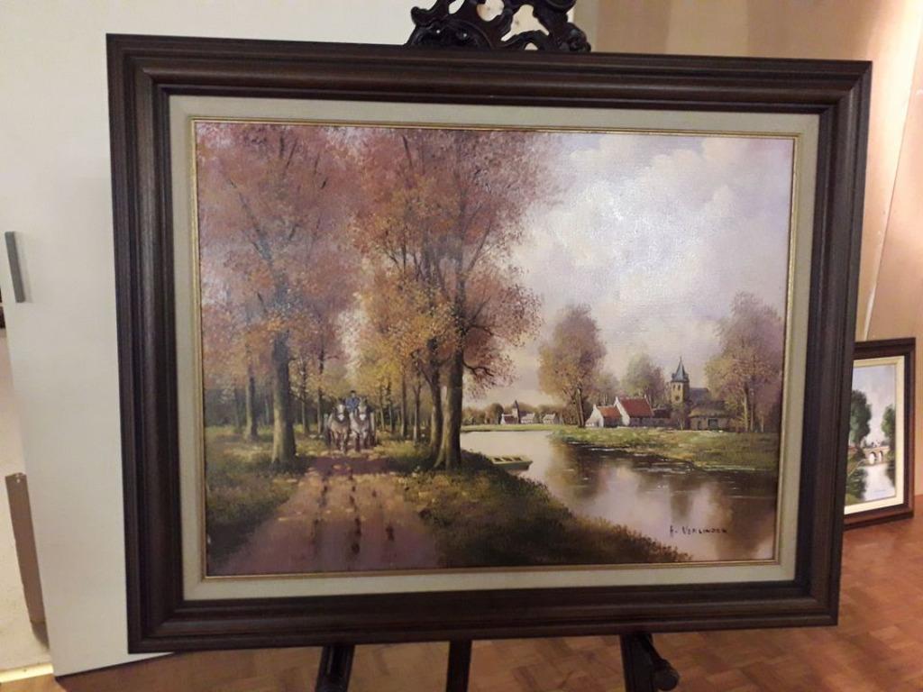 Schilderij Verlinden op doek 80x100, Antiek en Kunst, Ophalen